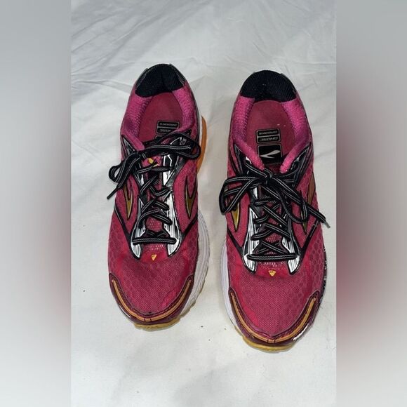 Brooks Women's Shoes Brooks Ghost 7 Running Sneaker - Size 7 Pink Orange Black - Picture 3 of 5